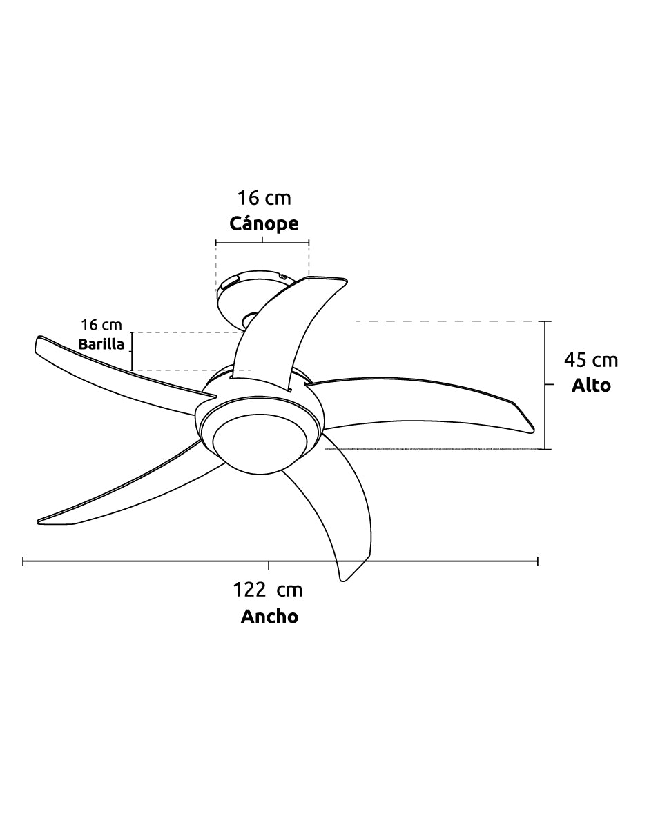 Ventilador de Techo DUBAI Negro 48" Acrilico