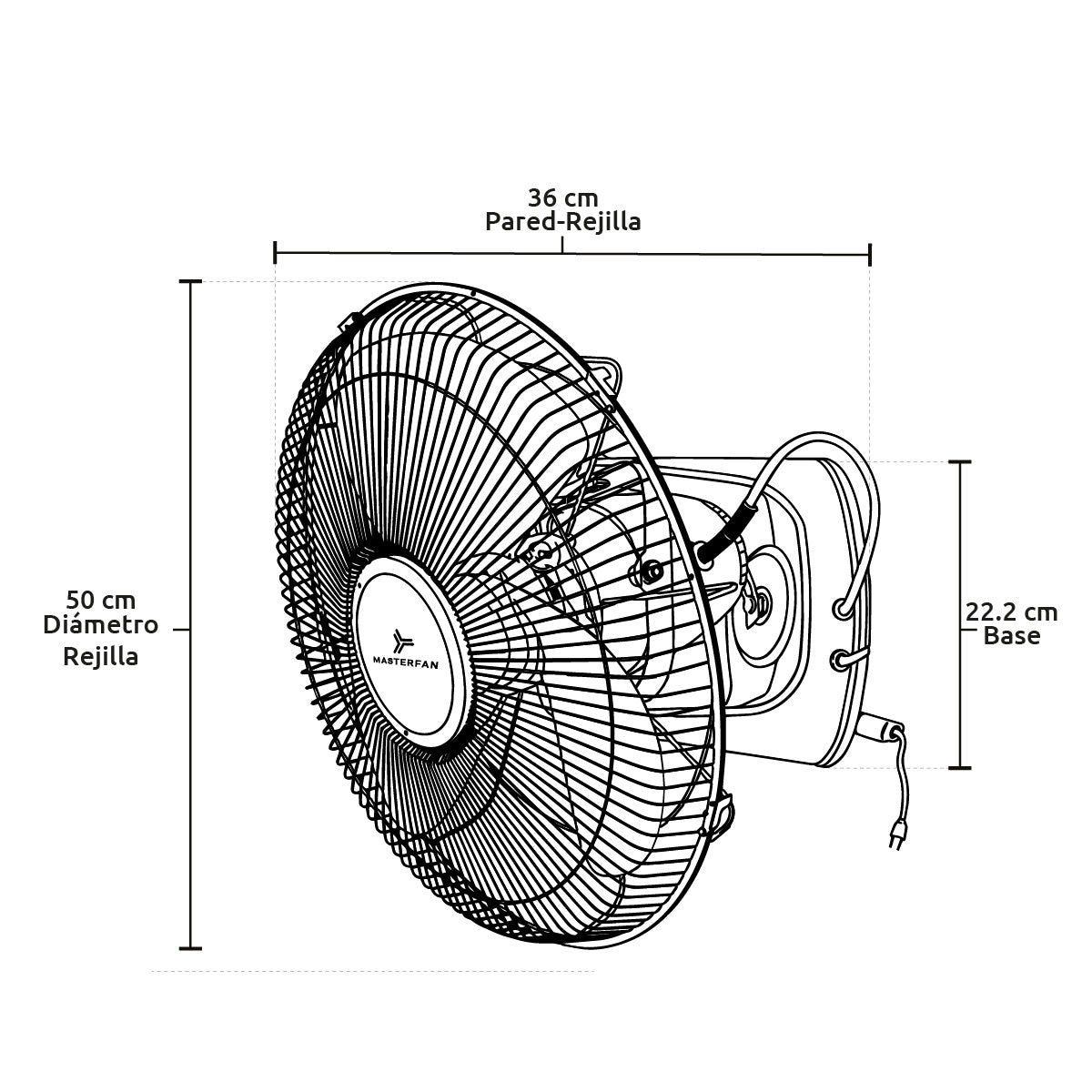 Ventilador Techo o Pared Orbital 18" Negro | 3 Vel